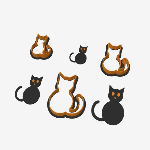 Sitting Cat Cookie Cutter – 3 Sizes + Face Stamp
