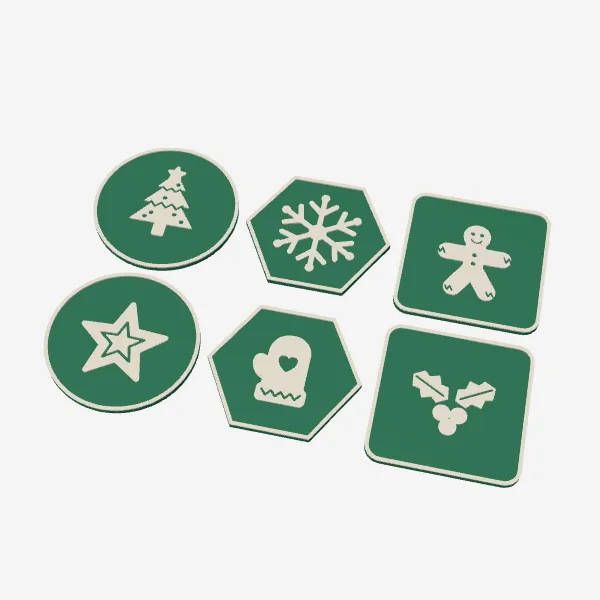 Christmas Coasters – Set of 6, Two-Colour