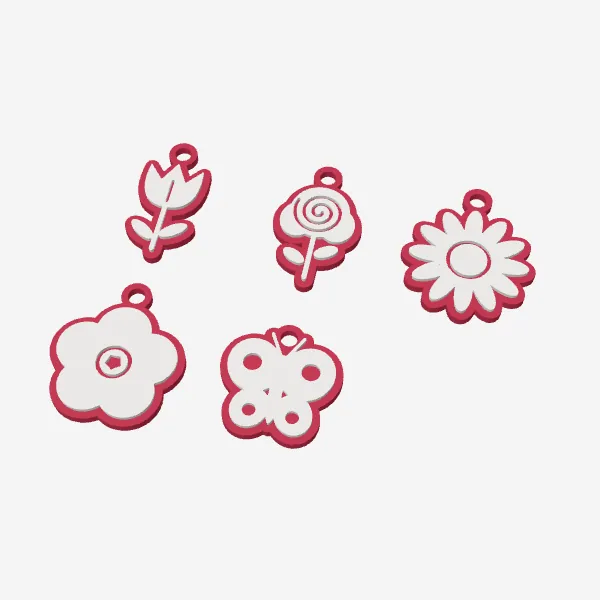 Flower Keychain Charms – Tulip, Rose, Daisy & More