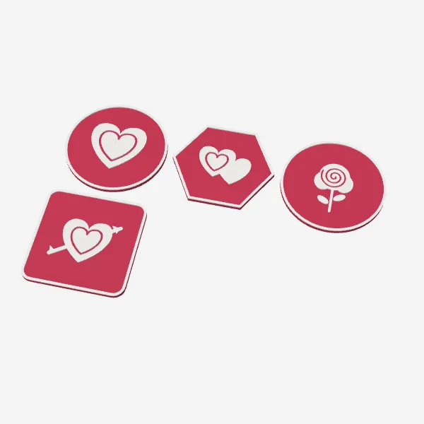 Heart Coasters – Set of 4, Two-Colour
