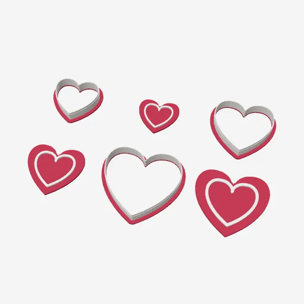 Heart Cookie Cutter – 3 Sizes + Outline Stamp