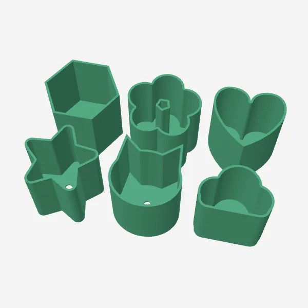 Mini Succulent Planters – 6 Shapes with Drain Hole