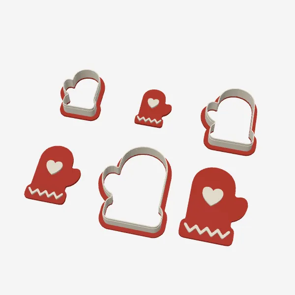 Mitten Cookie Cutter – 3 Sizes + Heart Stamp