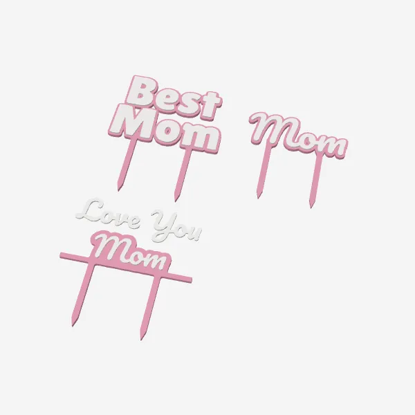 Mother's Day Cake Toppers – Best Mom, Mom & Love You