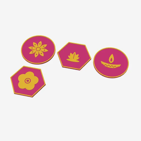 Rangoli Coasters – Set of 4 for Diwali