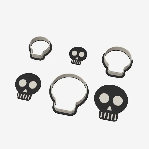 Skull Cookie Cutter – 3 Sizes + Face Stamp
